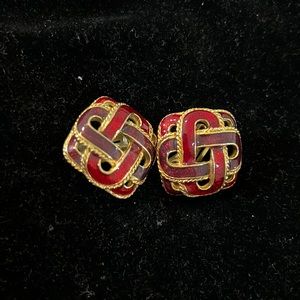 Golden Purple and Reddish Clip Earrings.